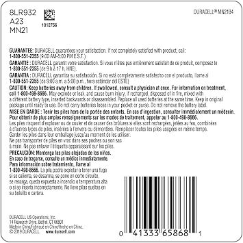 Duracell - 21/23 12V Specialty Alkaline Battery - Long Lasting Battery - 4 Count (Pack of 6)