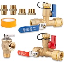 Isolator Tankless Water Heater Valve Kit - Premium 8-Piece All-Brass Flushing & Installation Set for Easy DIY or Pro Use in Garage, Basement, with Pressure Relief Valve 3/4" to 1/2" NPT