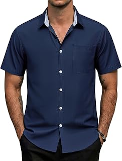 AOTIK Mens Oxford Short Sleeve Dress Shirts Casual Button Down Shirt | Formal, Button Up, Collared, Regular Fit, Untucked, Lightweight, Breathable, Easy Care, Daily, Business, Office, Wedding