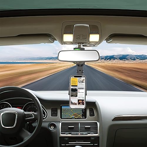 Miniatura 7 de Soporte para teléfono de coche, soporte para espejo retrovisor giratorio de 360 grados, soporte retráctil para tablero de automóvil, soporte