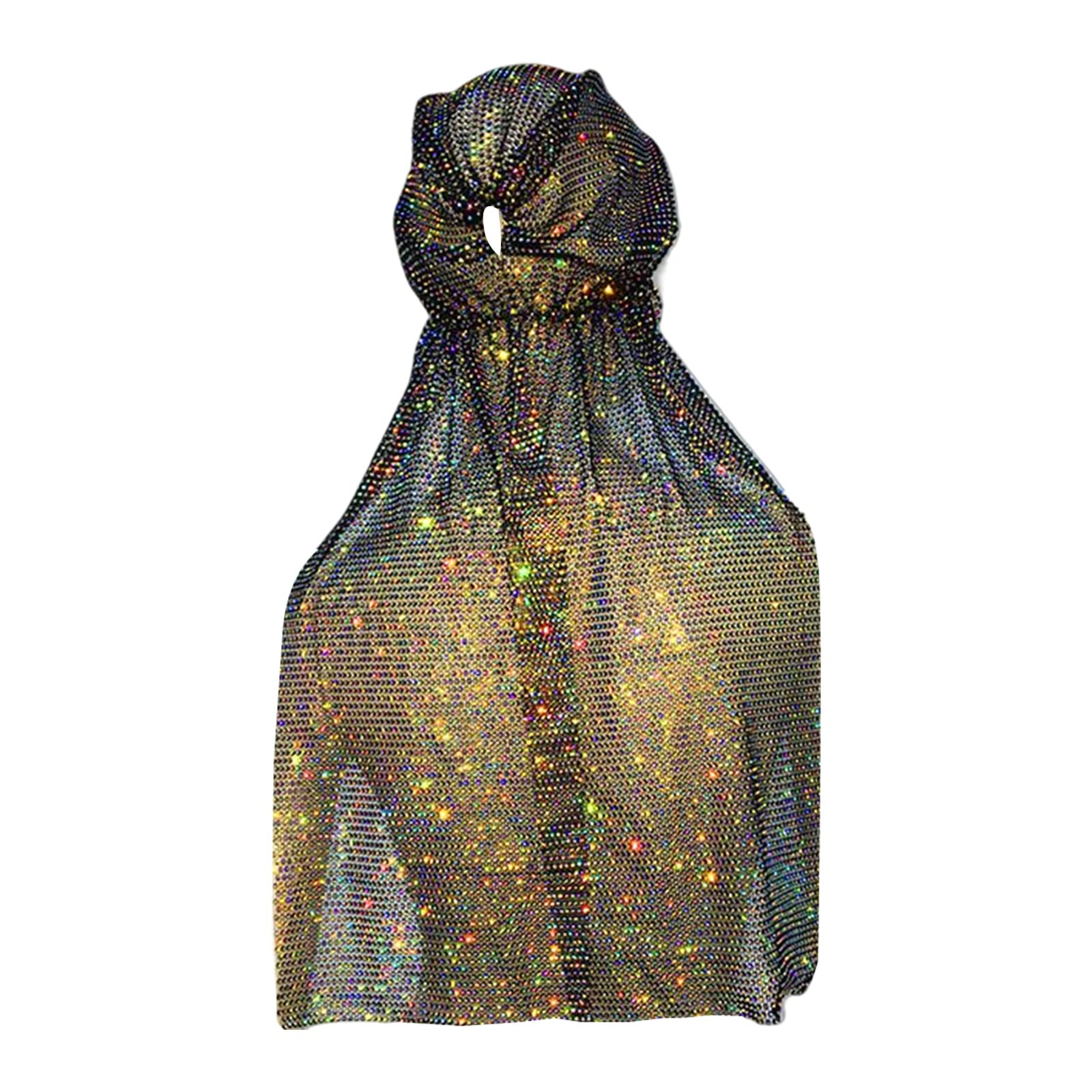 Sombrero de Pirata Headwrap Fishnet Bandana HaloTurban Bling Headscarf Turban Hat Rhinest/1236 (Color : Black Long AB Diamon), 77997