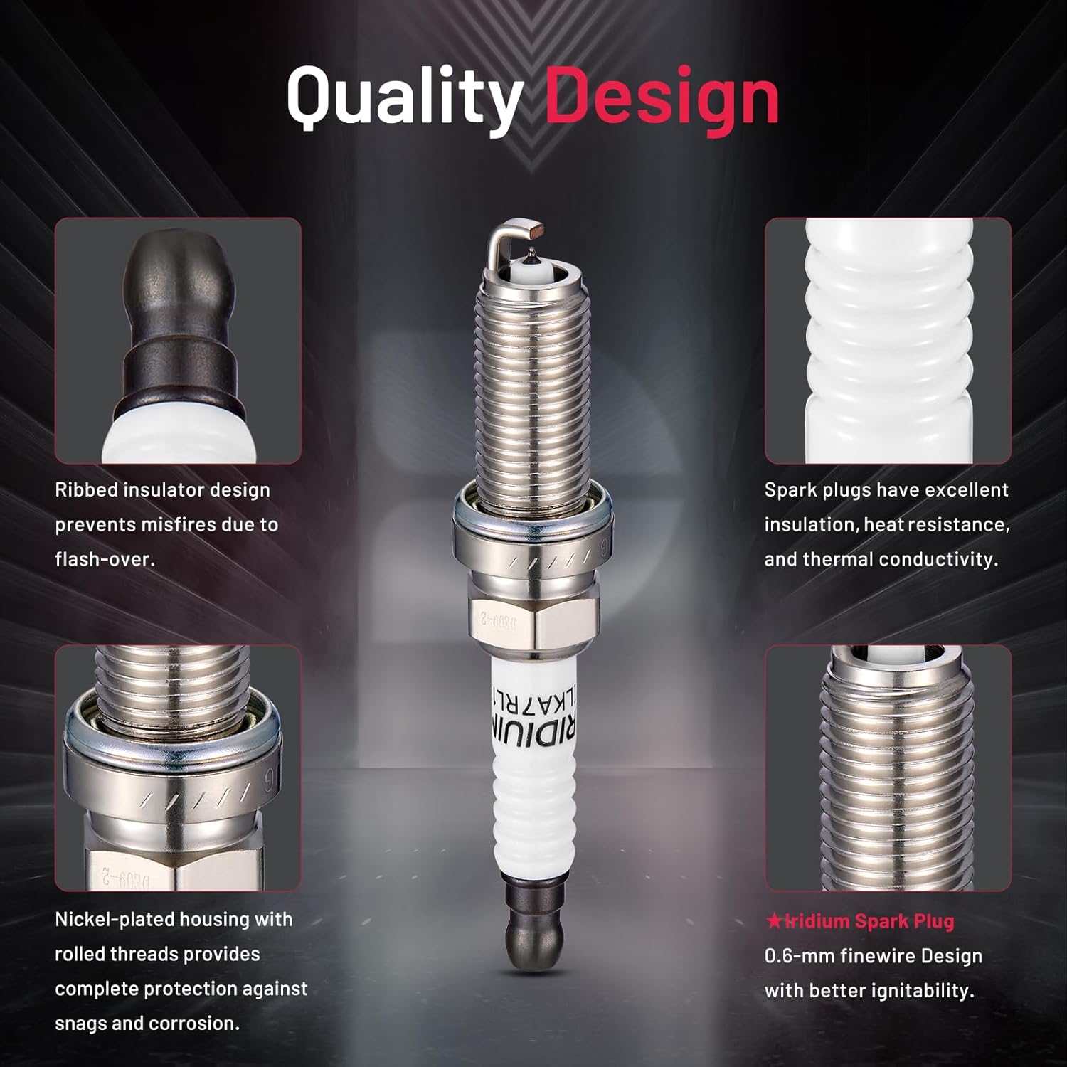 BDFHYK 93501 Iridium Spark Plugs Compatible with Nissan TITAN Altima Armada NV2500 NV3500, Compatible with INFINITI QX56 QX60 QX80 M56,CX-3 Replacement for LKAR7BIX11S Set of 8