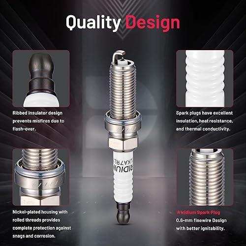 Miniatura 23 de BDFHYK Juego de 4 bujías de iridio compatibles con CL EL Integra 200 Sebring Avenger Caliber Journey Accord Civic Odyssey Compass Soul Spectra B2600