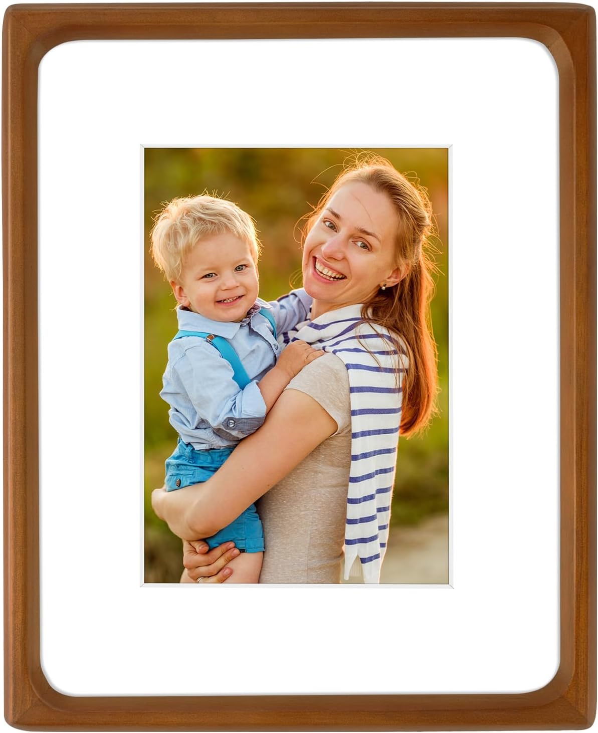 Golden State Art 8x10 Picture Frame Rounded Corner Brown Wood with Glass