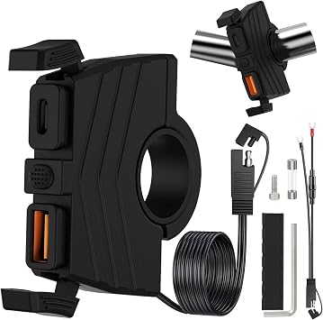 Coverzone Motosiklet H zl   arj Cihaz  12V-24V Su Ge irmez  ift USB Type-C PD H zl   arj Portu Auna Ba lant l  Telefon Tablet  arj Adapt r , Motosiklet, Bisiklet, Atv, Tekne, Motor Aksesuar  MT6