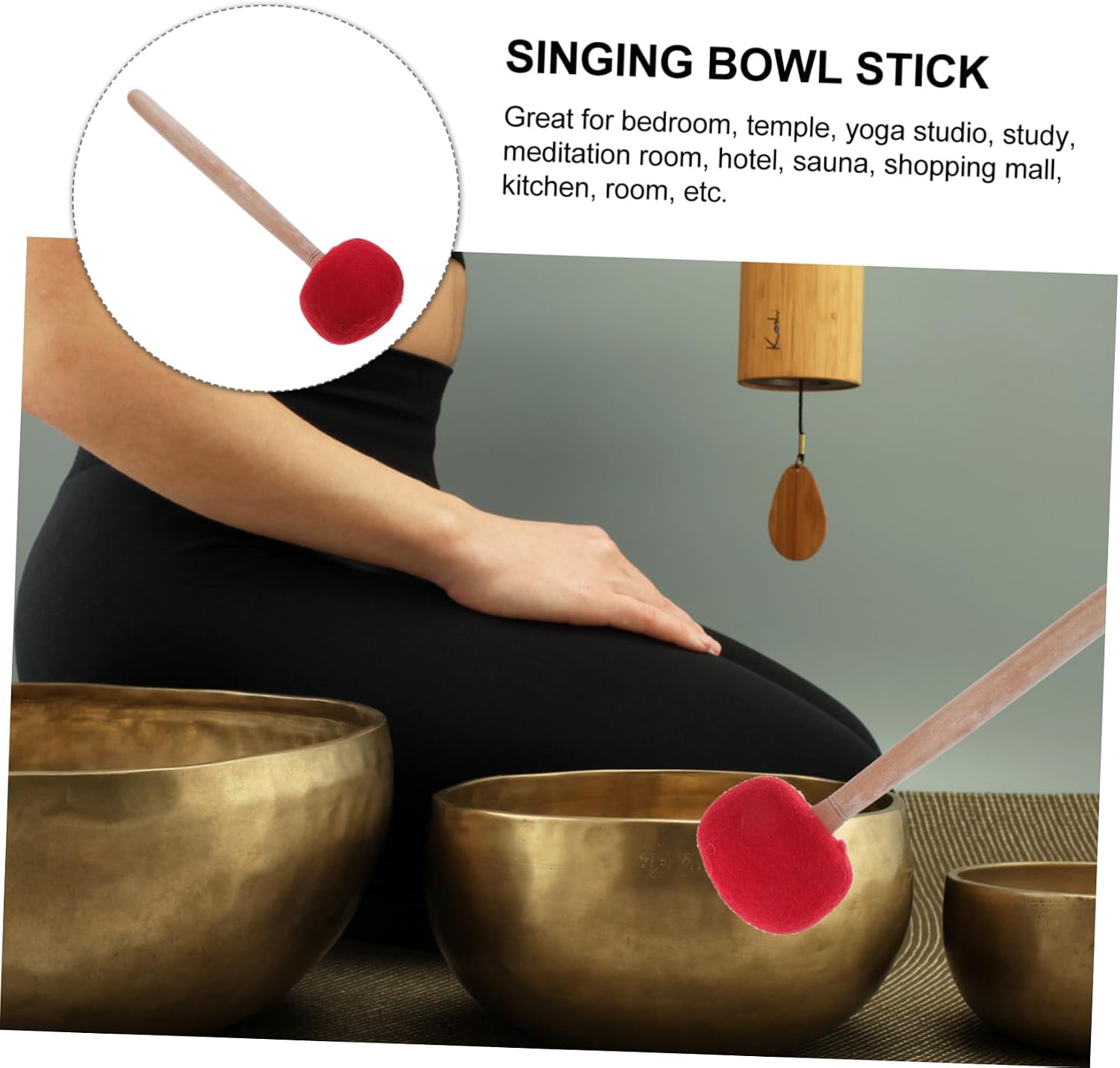 Felt Meditation Singing Bowl Mallet Wooden Striker for Sound Healing and Mindfulness Handmade Nepalese Felt Stick for Yoga and Relaxation