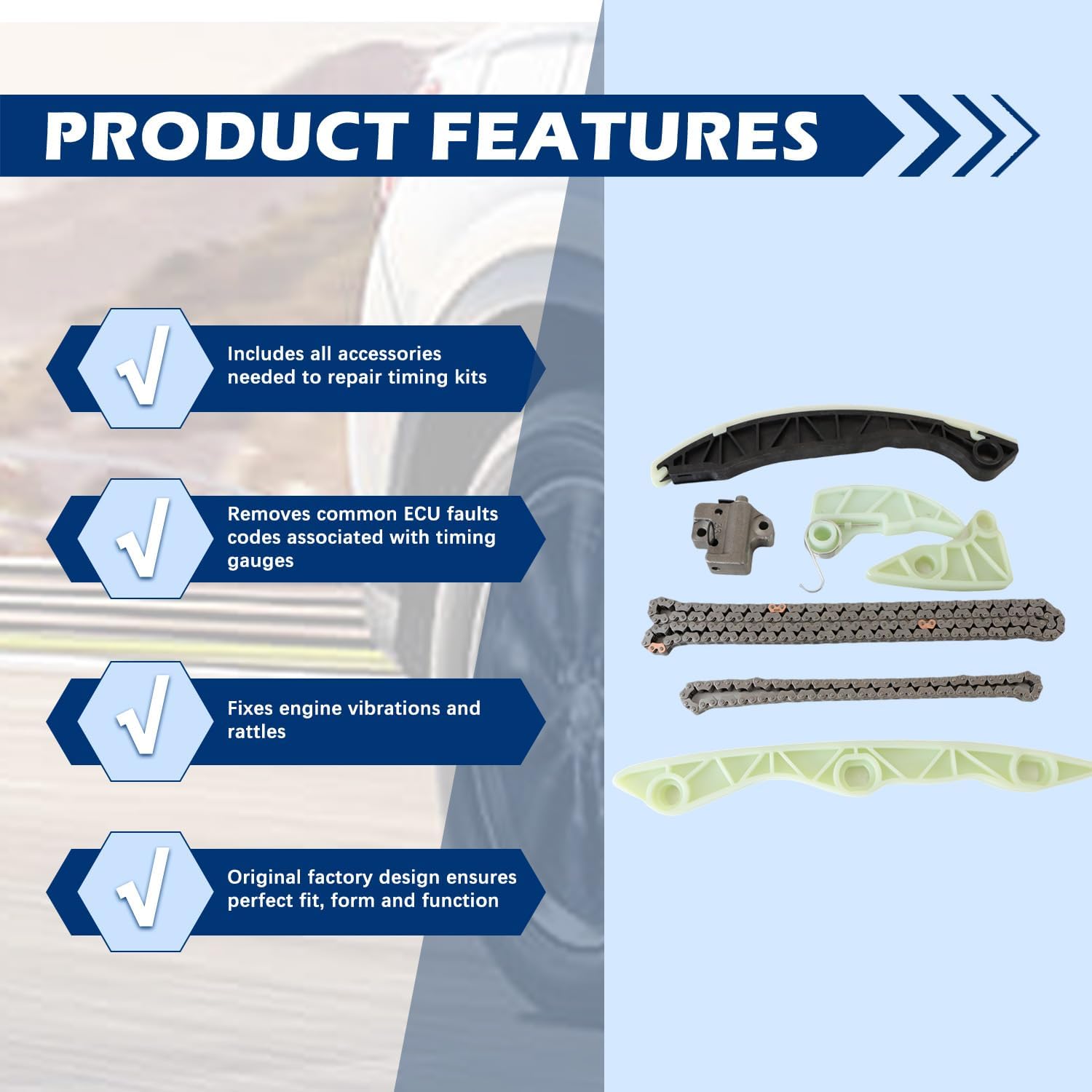 23121-25050, 23121-25060 Engine Timing Chain Kit Fits for Kia Forte Koup Genesis Coupe 10-13 DOHC THETA Timing Chain Set Automotive Aftermarket Parts 24471 25001 2432225000 2447125001