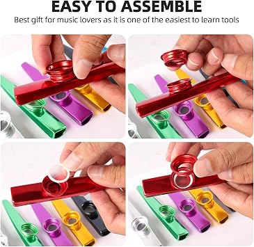 Kazoo Set of 14 Metal Kazoo Metal Aluminium Alloy Kasu Musical Instruments in 7 Colours Kazoo for Children and Music Lovers Beginners Children Party Favours Gifts