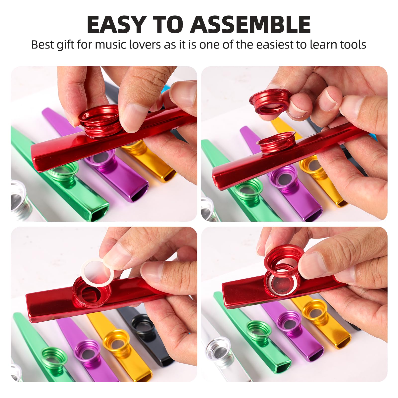 14 Kazoos En MéTal Alliage D'Aluminium 7 Couleurs Kazoos Instrument Kazoo Instruments De Musique en Métal Kazoo Pour Enfants Et Amateurs De Musique