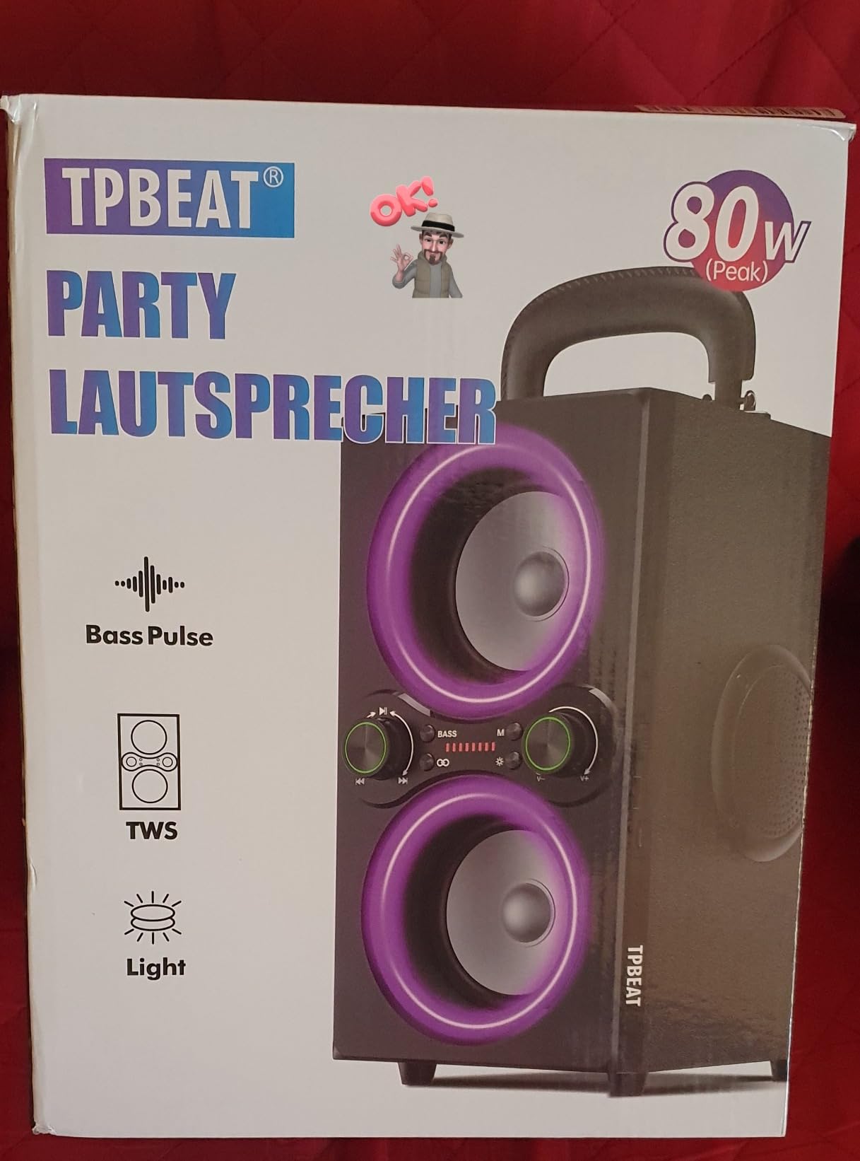 TPBEAT Enceinte Bluetooth 80W avec Lumière et 18h Autonomie