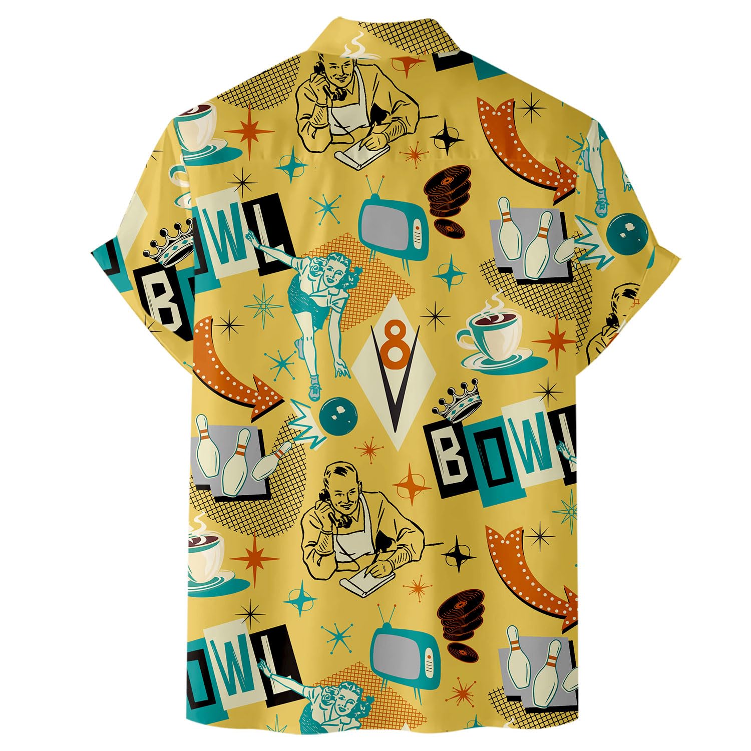 Vintage Bowling Retro Bowling Pin Hawaiian Shirt Vintage Bowling Button Down Short Sleeve Shirt
