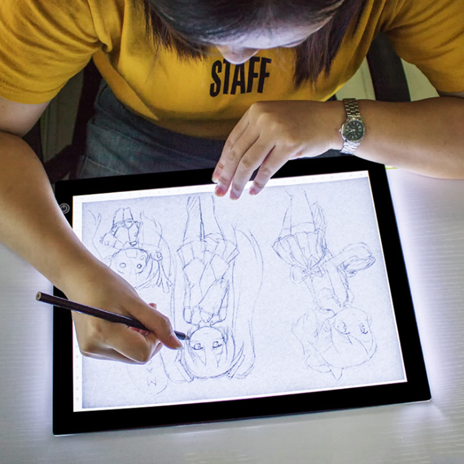 TECH DISCOUNT Table Lumineuse A4 Dessin Photo Enfant Led USB Portable Graphique Ultra-Plate Traçant Tablette Luminosité Tactile Artiste Tatouage