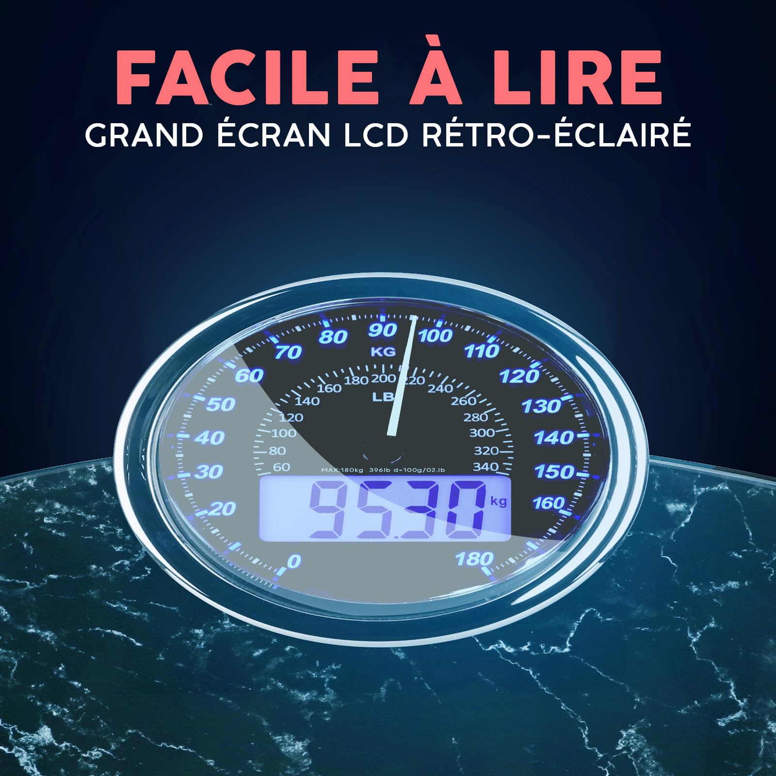 Hybrid Pèse-Personne - Analogique & Digital, Précis jusqu'à 180 kg