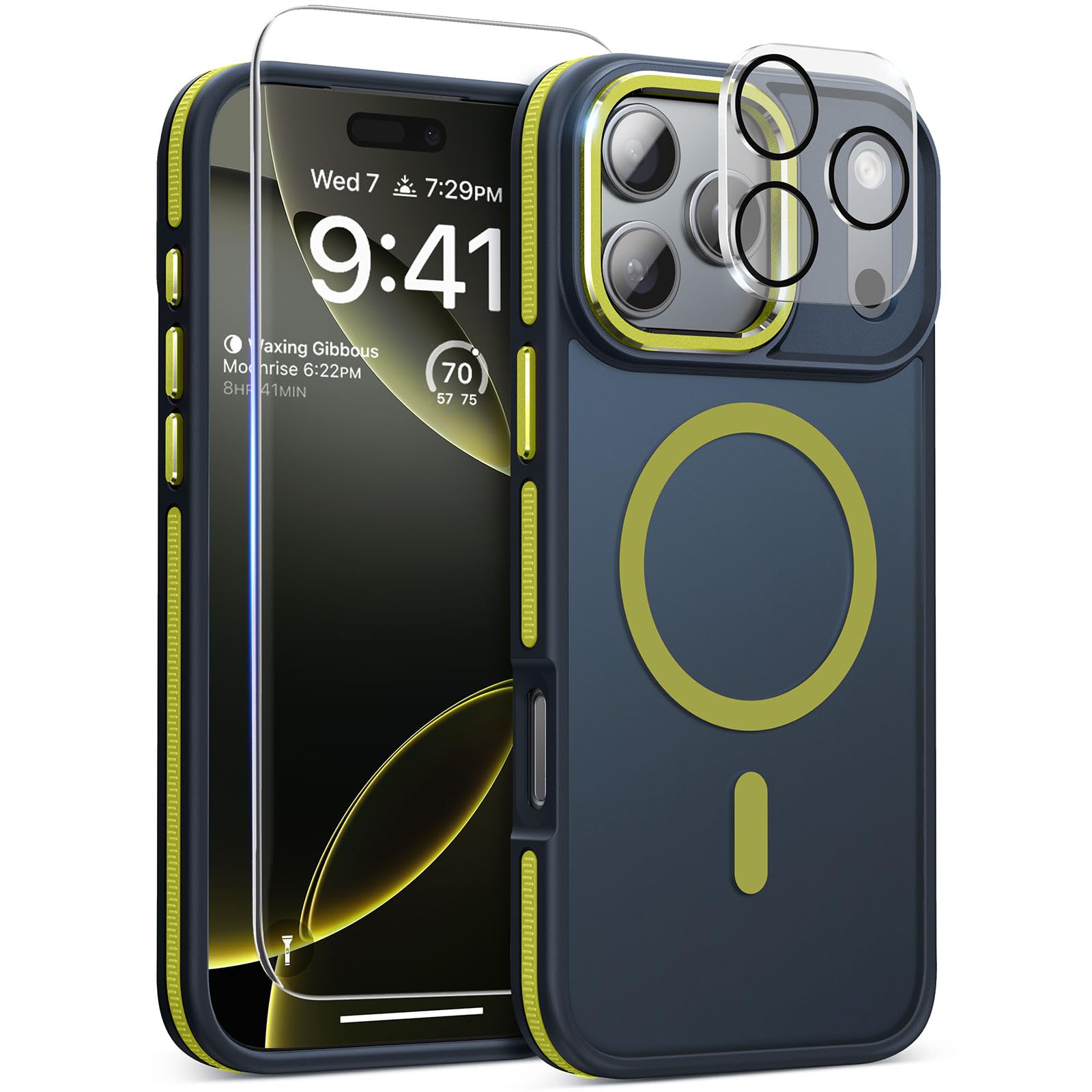 Photo 1 of Magnetic 3 in 1 for iPhone 17 Pro Max Case, Shockproof & Bumper-Neon Yellow