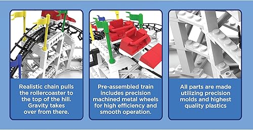 Miniatura 7 de CDX Blocks Flyer - 539 piezas, juego de ladrillos de construcción, modelo de montaña rusa accionada por gravedad, promueve el aprendizaje STEM
