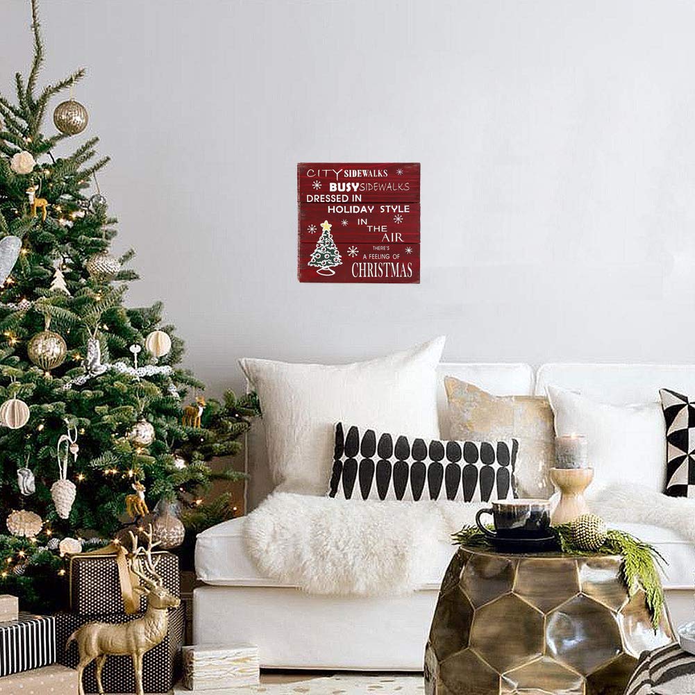 Rustic Wooden Christmas Sign - 8x8 Inch Wall Plaque With Holiday Quote, Farmhouse Home Decor - View #5