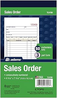 Adams Sales Order Book, 3-Part, Carbonless, 4-3/16" X 7-3/16" Inch, 50 Sets, White, Canary and Pink (TC4705)