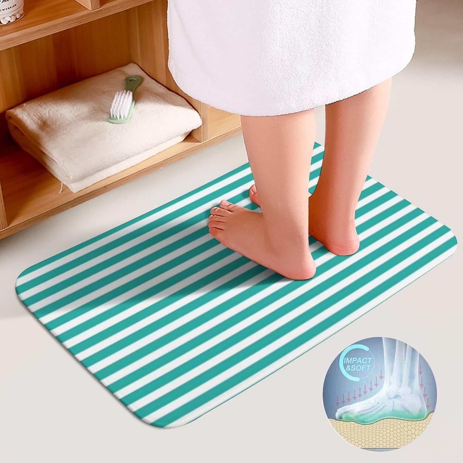 3 Pieces Bath Rug Sets, Non-Slip Absorbent Bathroom Mats, Bath Carpet with U-Shaped Contour Rug & Toilet Lid Cover