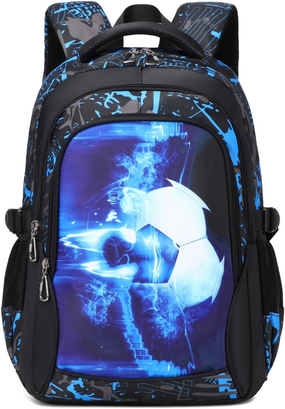 Boys Backpack for Elementary Kids Bookbag Middle School Bags Heavy Duty Soccer Laptop Durable Waterproof 18 In (2-Blue)