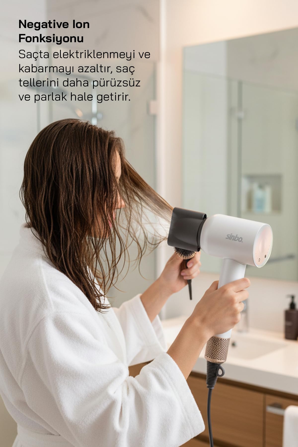 Shd-1714 Bldc Negatif İyonlu Profesyonel Saç Kurutma Makinesi Beyaz