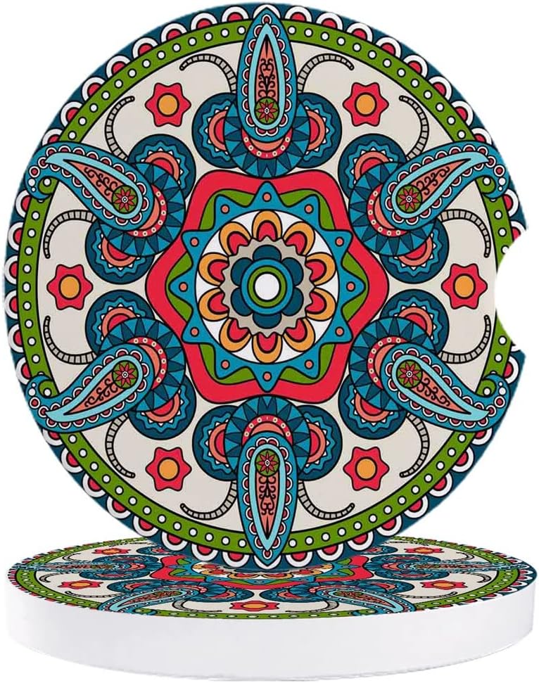 Car Coasters Ceramic Water Cup Mat for Bottle Holder Coaster Round Decoration Accessories(4pcs)