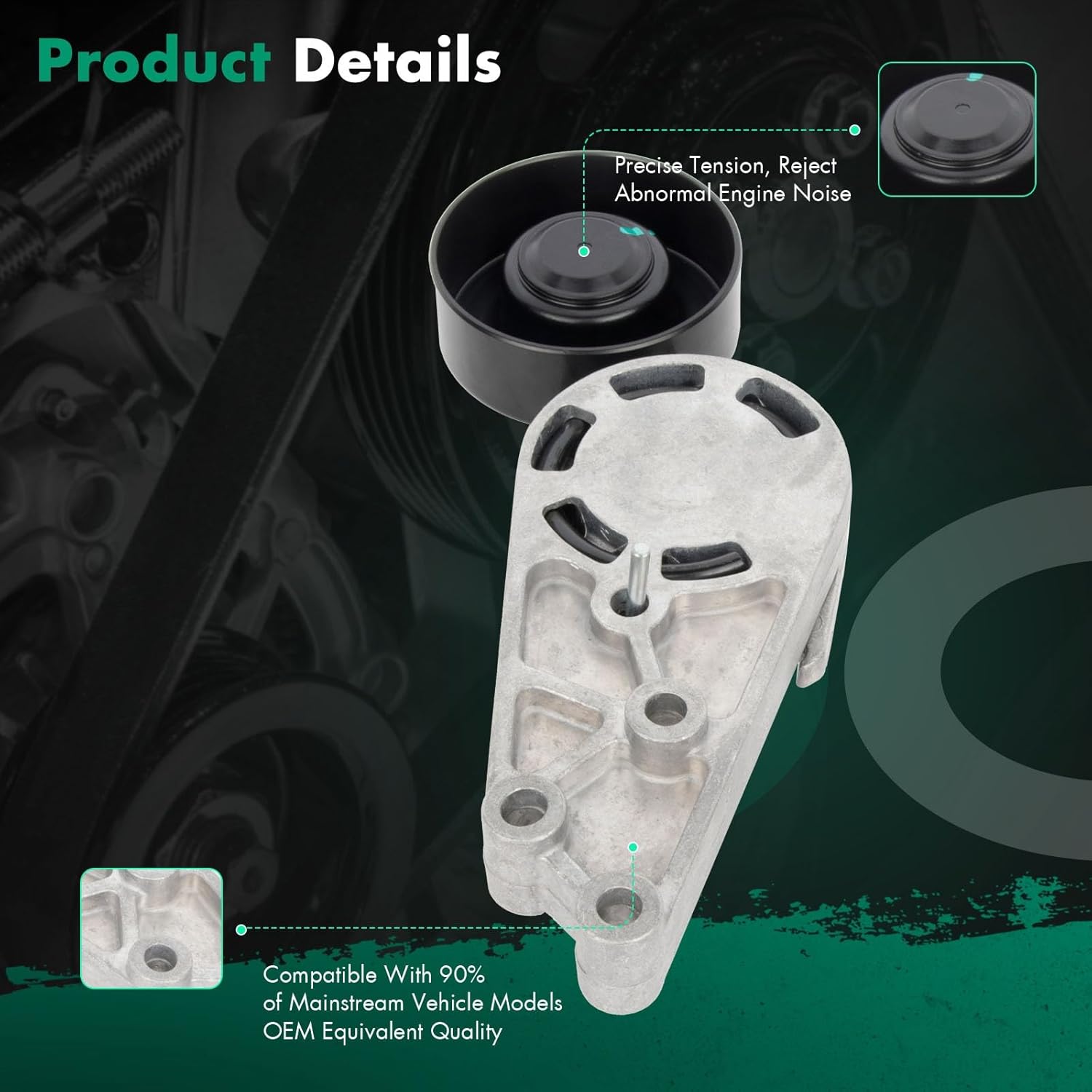 SCITOO Belt Tensioner with Pulley Fits 2002-2009 for Audi A4 2002-2009 for Audi A4 Quattro