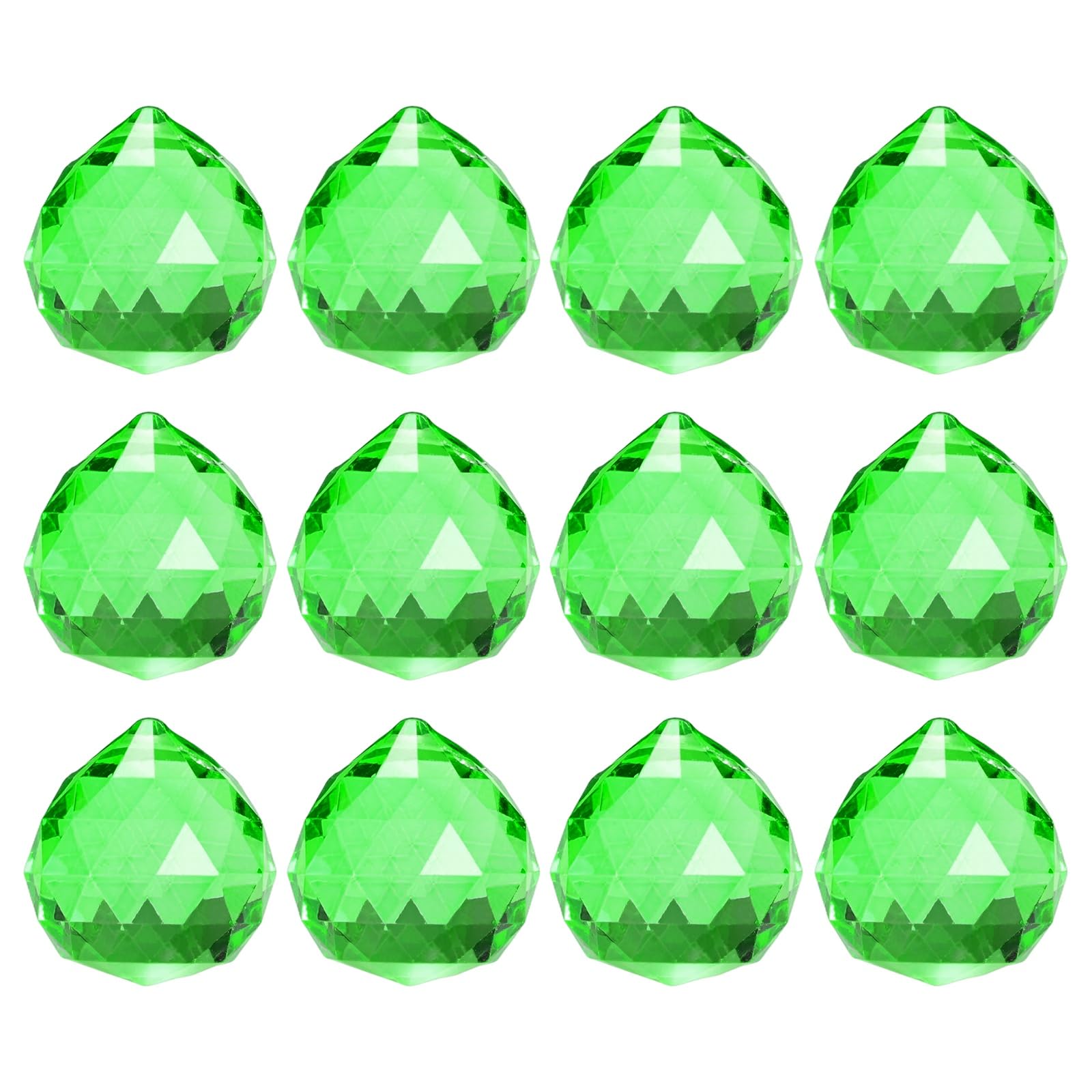 M METERXITY 12-Pack Crystal Ball Prisms, 33.5mm/1.32 Inch Chandelier Pendant Maker Hanging Crystals Chandelier Prisms for Home/Windows/Garden/DIY Decoration[Green]