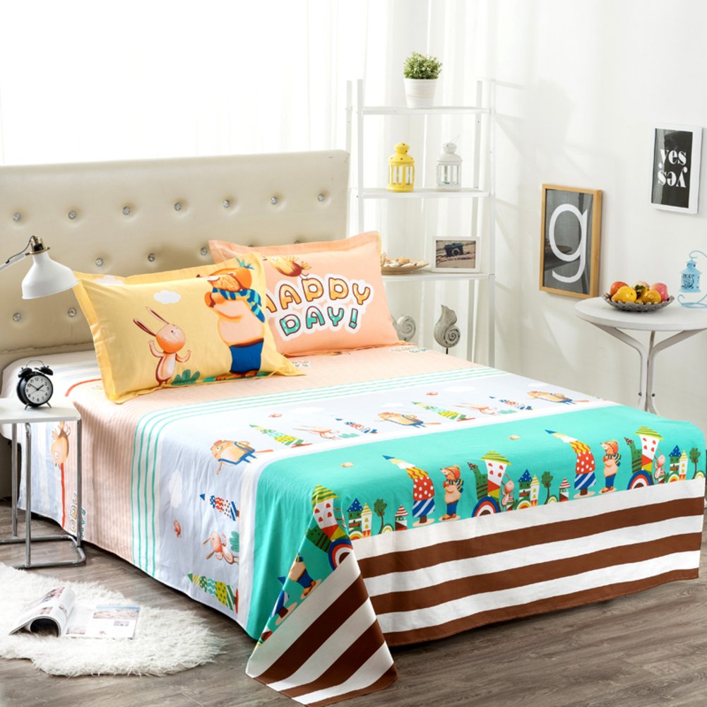 Dessin feuilles cartoon sur drap en coton haut de gamme rembourré pour lit enfant
