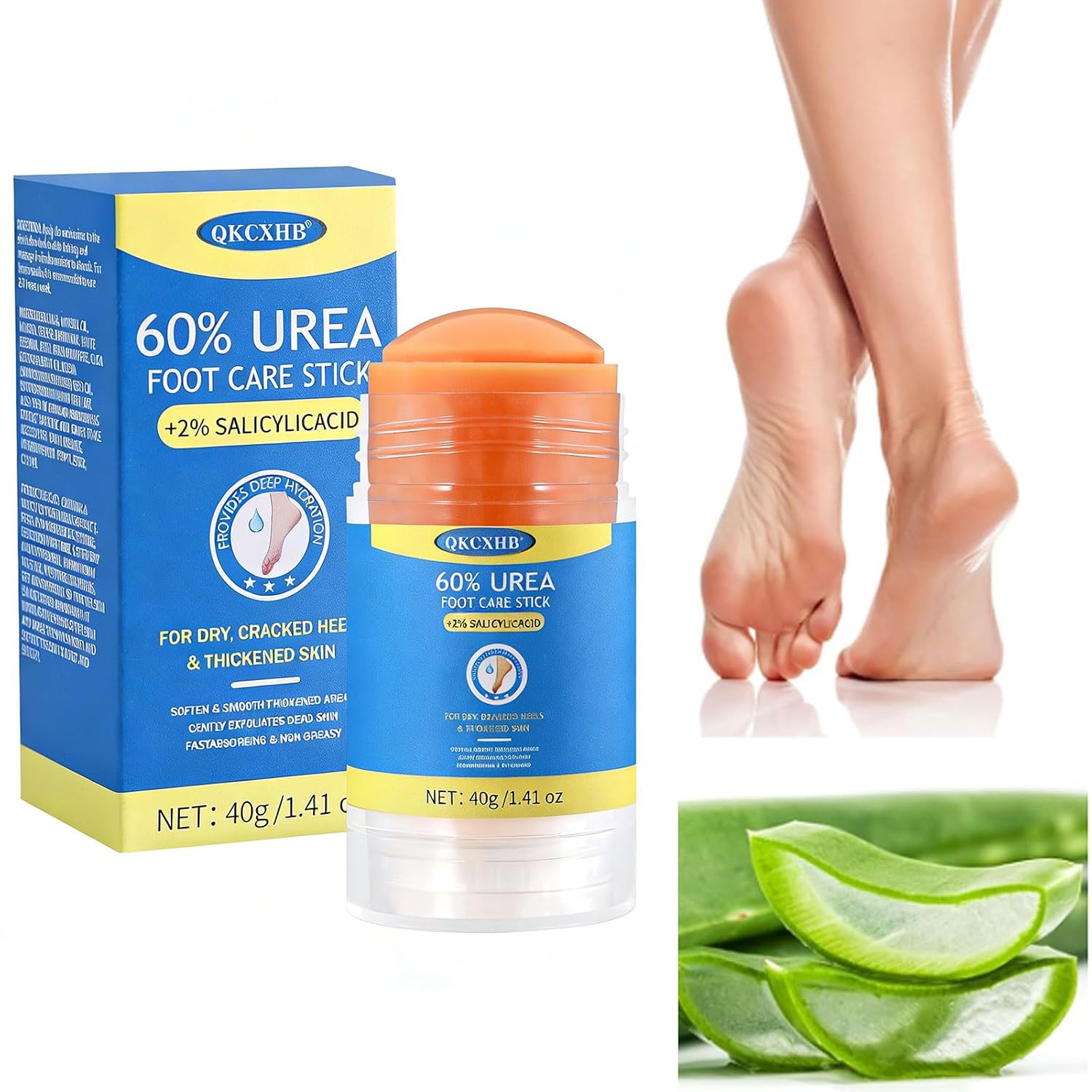 At Home Urea Foot Cream Stick 60% Maximum Strength Callus Remover Heel Balm for Dry Cracked Feet Treatment