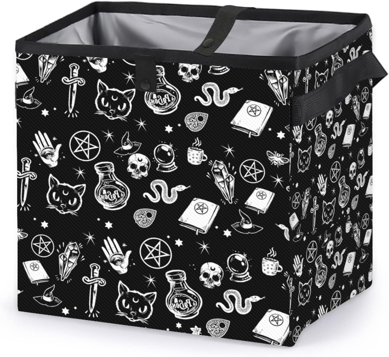 Gothic Skull Moon Car Trash Can Waterproof Car Garbage Can, Multifunctional Car Accessory, Goth Car Trash Bag Storage Bags with Lid, Leak Proof Car Trash Bin Hanging Car Dumpster