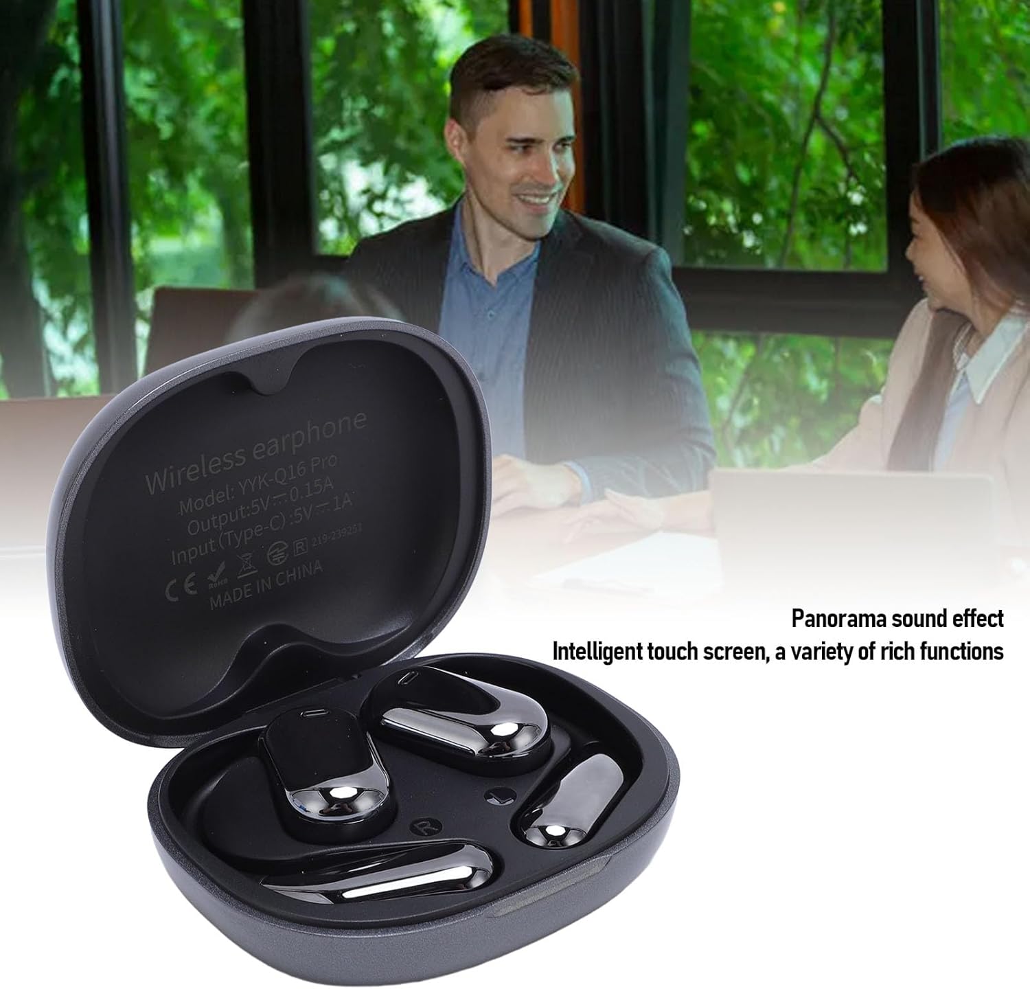 Alomejor Language Translator Earbuds Multi Translation Real Time Open Ear Translator Earphone with Long Battery Life for Travel Business Learning