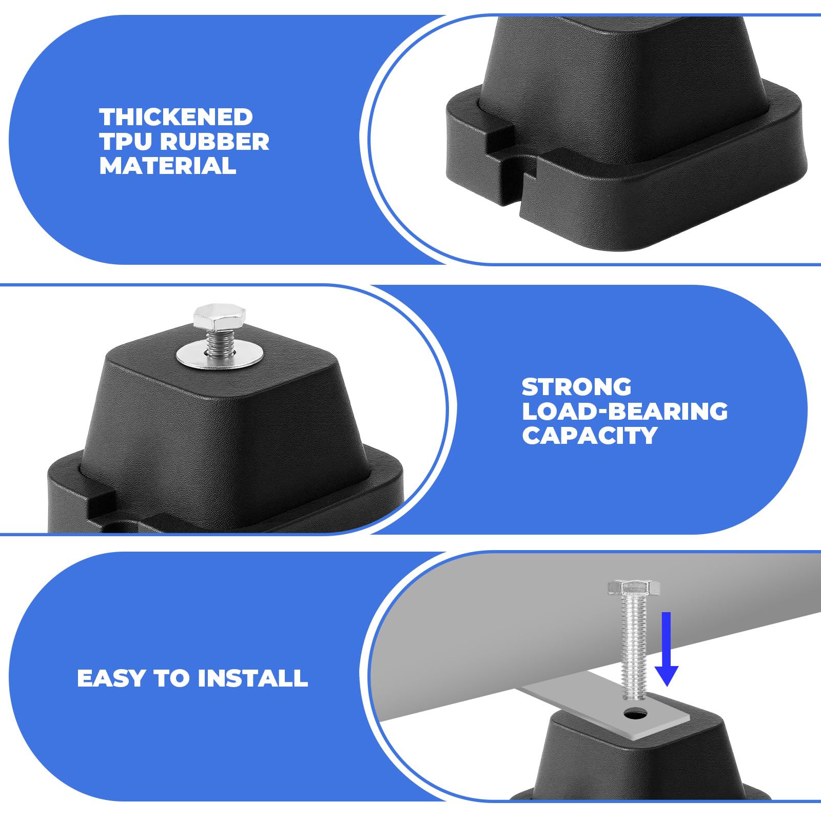 4 Bases Antivibrations Pour Climatiseur,Pied Antichoc pour Climatiseur Extérieur,Amortisseur de Vibrations en Caoutchouc,Résistants À L'Eau Et Réducteurs De Bruit, Capacité De Charge 150 Kg