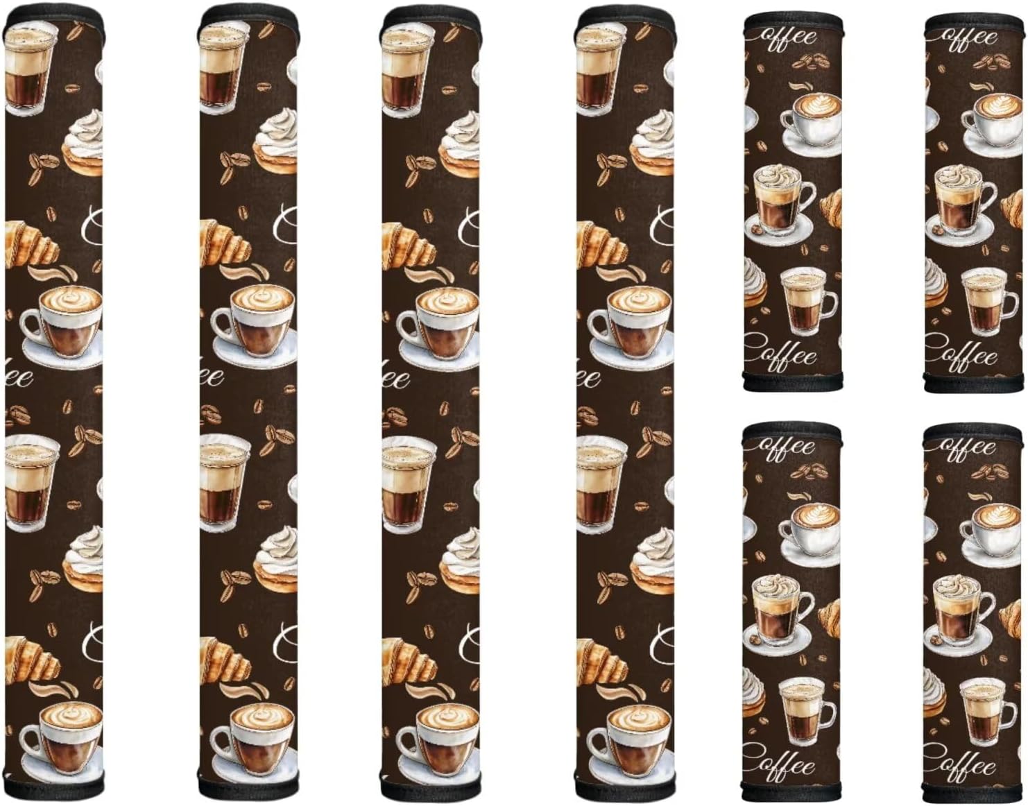 Refrigerator Door Handle Covers Pack of 8, Anti-Skid Kitchen Appliance Armrest Decoration Mat for Fridge Dishwashers Microwave Kitchen Decorations, Chicken Sunflower Black