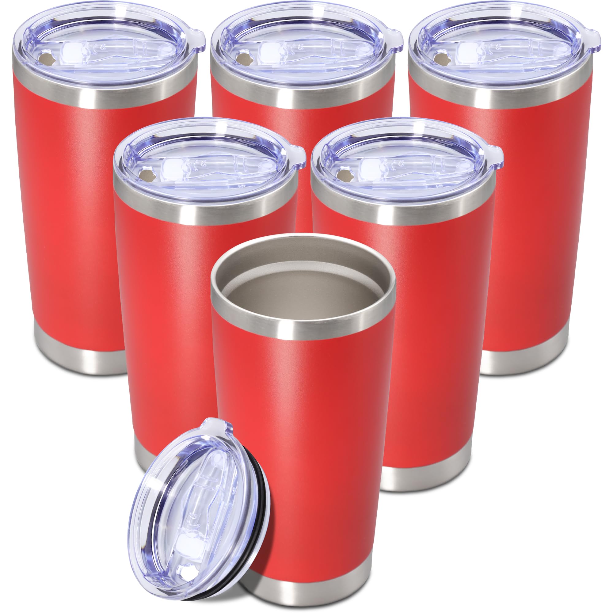 20oz Tumbler Insulated Tumblers Vacuum Coffee Mug with Lid Red 6Pack