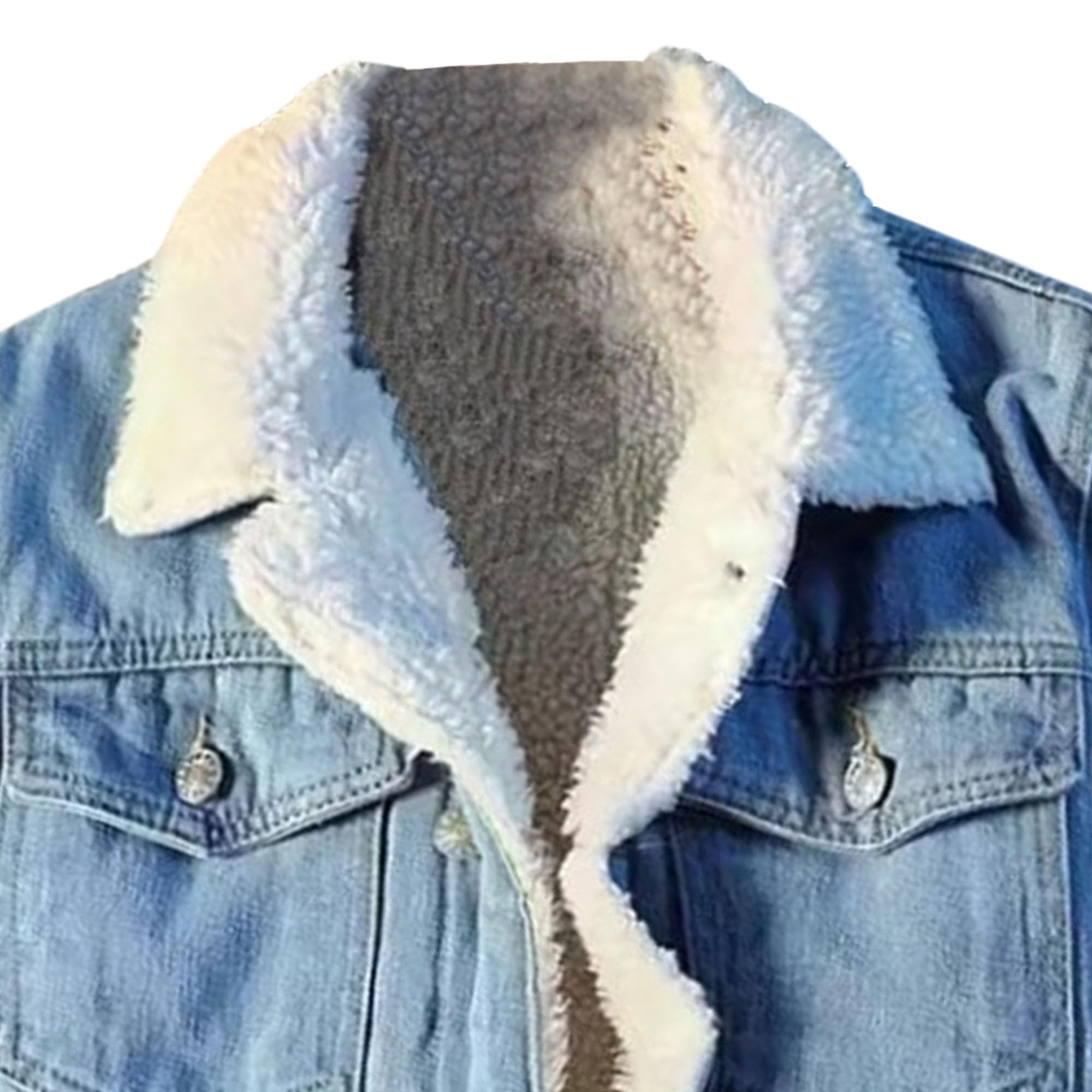 Giacca da camionista foderata in pile Sherpa da uomo in denim | risvolto in pile, bottoni in metallo, giacca lavata completamente foderata con soffice pile sherpa, giacche di jeans calde e