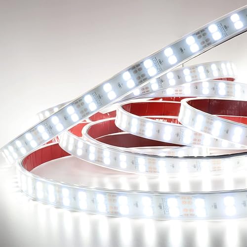 Tira de luces LED de rueda blanca, luces de tiras de neumáticos de camión de coche, doble fila de 12 V CC flexible regulable cinta cinta LED