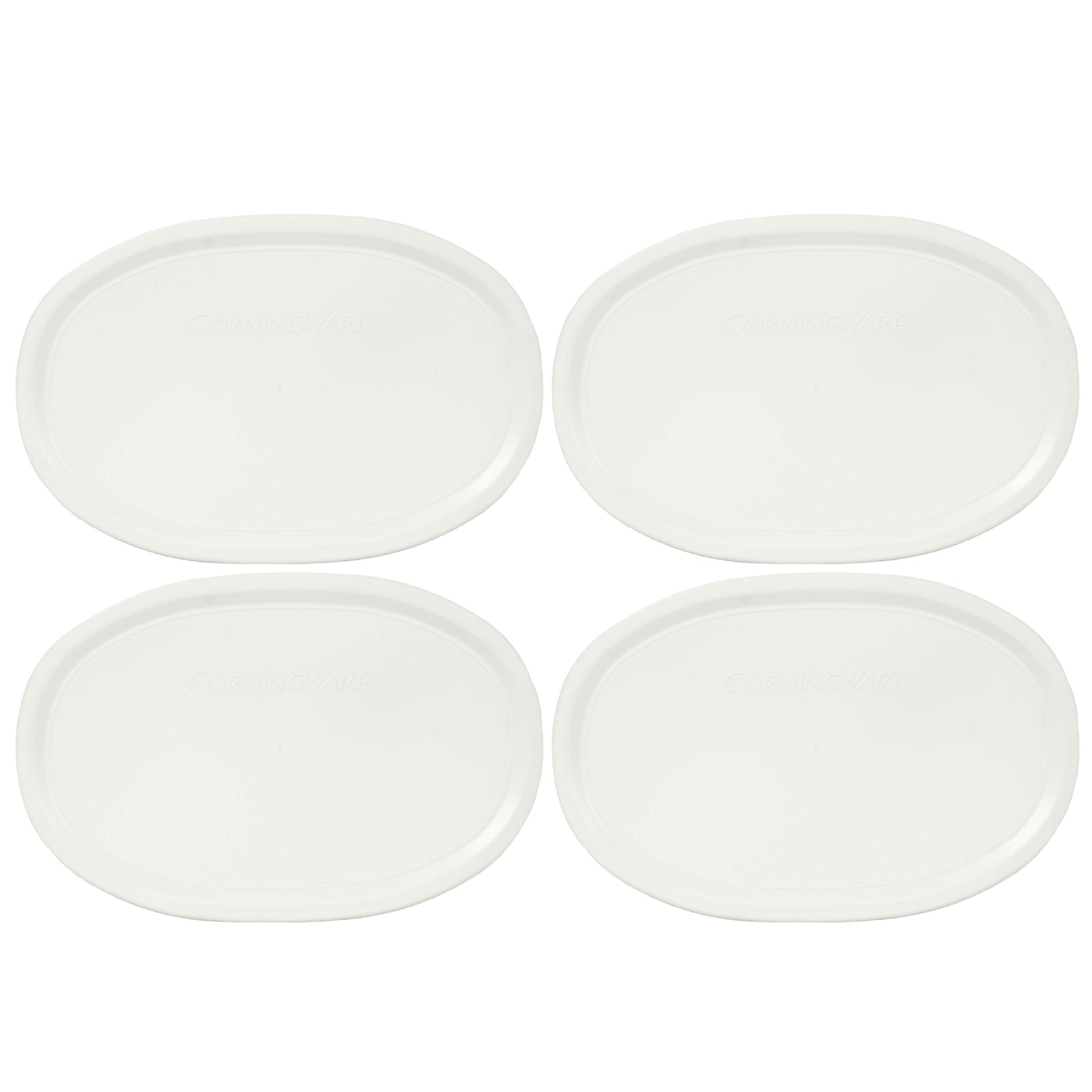 CORNINGWARE French White 23-oz Oval Plastic Lids - 4 Pack, BPA-Free, Microwave Safe