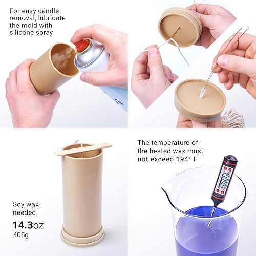 Miniatura 4 de Candle Shop - Molde cilíndrico - Altura 5.9 pulgadas, Ancho 2.3 pulgadas - 30 pies de mecha incluida como regalo - Moldes de plástico para velas