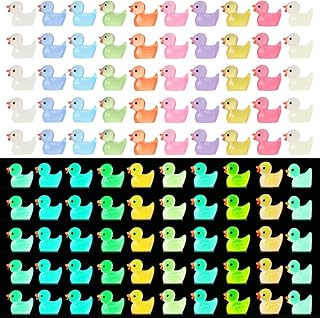 200pcs Luminous Mini Resin Ducks Glow in The Dark Miniature Ornament Tiny Ducks for DIY Micro Garden Landscape Aquarium Dollhouse Ornament Potted Plants Aquarium Decoration (Luminous Colorful)