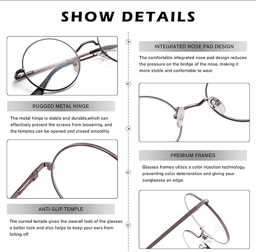 Miniatura 5 de Pro Acme Lentes transparentes sin receta con marco metálico redondo pequeño retro