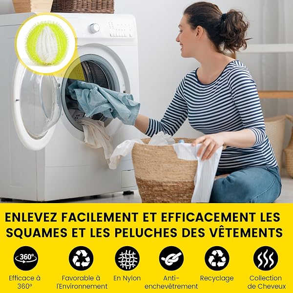 Boule Anti Poils Machine a Laver 12 Pièces, Attrape Poils Machine a Laver, Anti Poil Machine à Laver réutilisable, Attrape Poil Machine a Laver pour vêtements, Linge et literie - 2