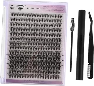 VALICLUD 1 Juego Kits de Extensiones de Pestañas Clúster DIY con Adhesivo y Pinzas Conjunto Aplicación Personalizada de Pestañas Individuales Herramientas de Color Negro
