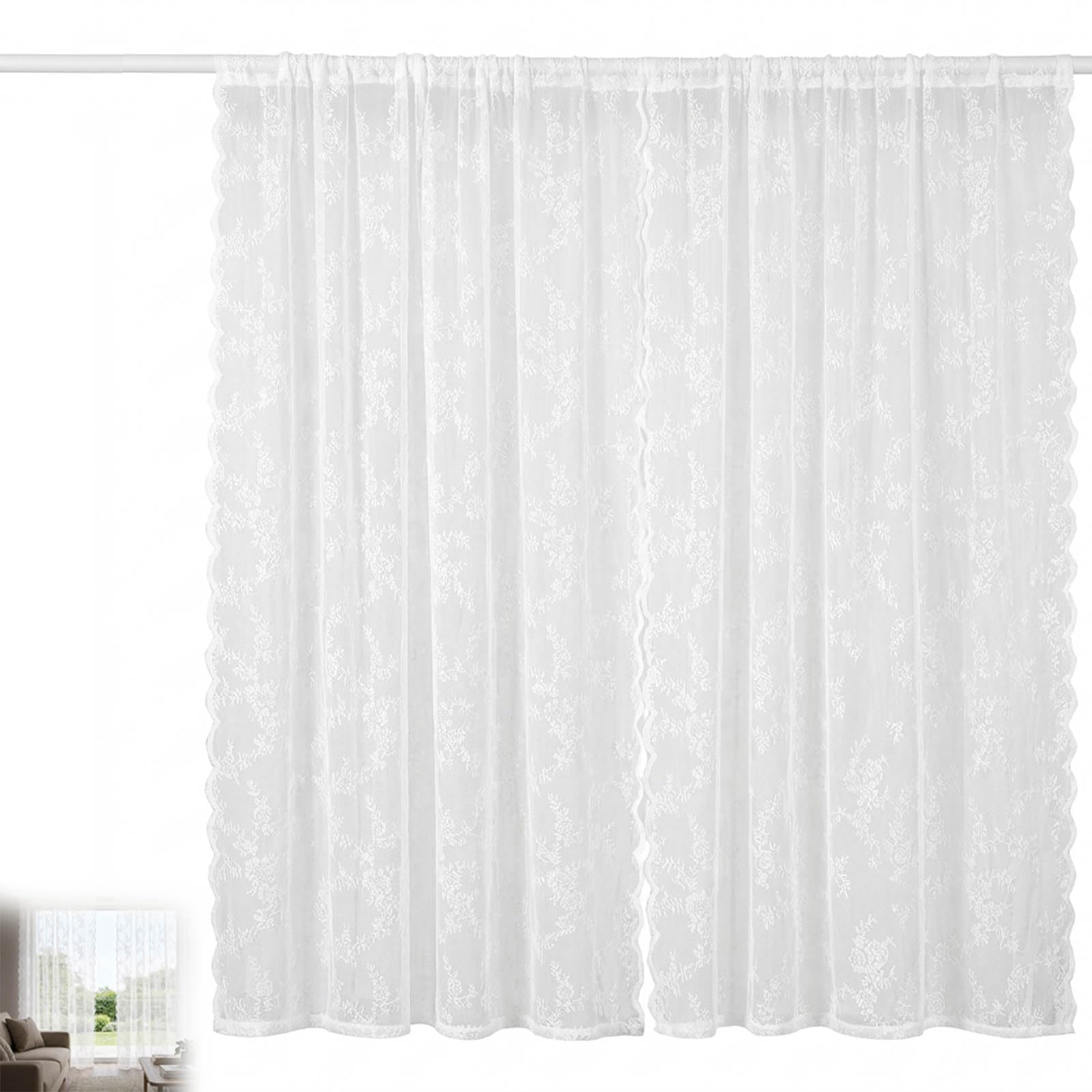KxrTpx Net Curtains for Windows, Lace Curtains for Windows, Filtering Natural Light While Maintaining Privacy, Creating Romantic Bedroom Ambiance, White Net Curtains 100 Cm by 200 Cm