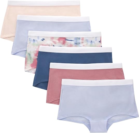 Hanes girls Originals Underwear, Stretch Cotton Boyshorts, Hipster, Bikini Panties, 6-pack