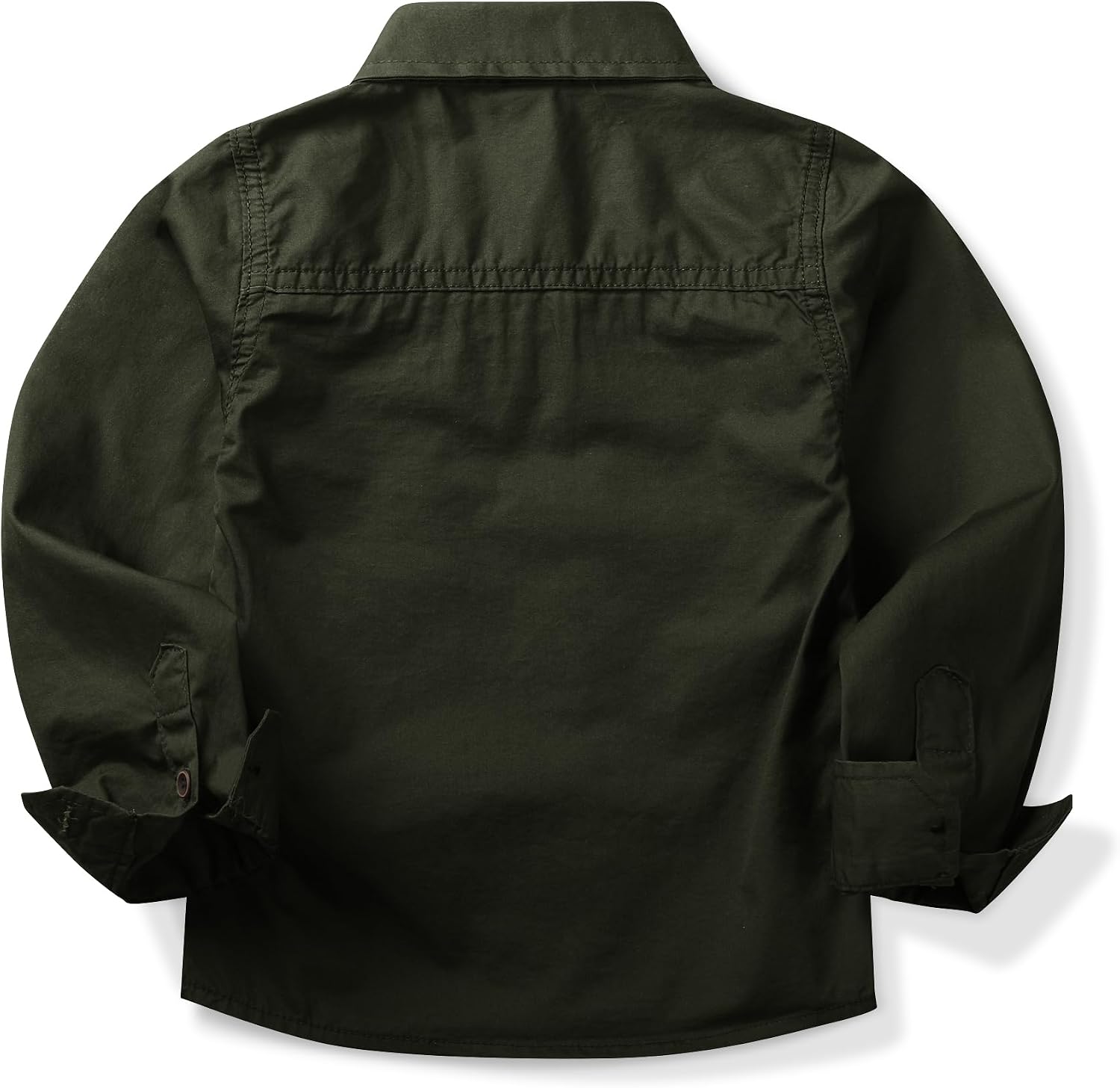 Boys' Long Sleeve Button Down Shirt Casual Uniform Military Classic Collared Scout Shirt with 2 Pockets