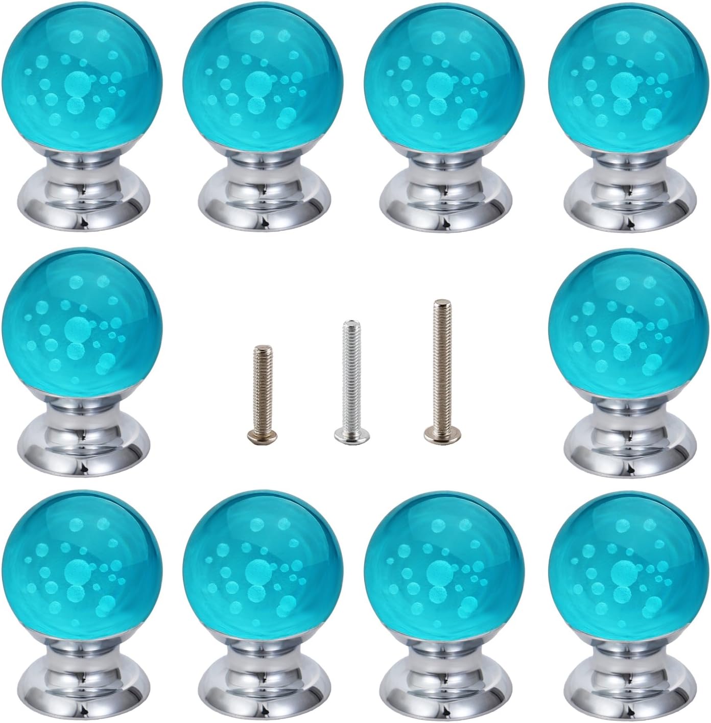 IFOLAINA 10 Pcs Crystal Cabinet Knobs Round Glass Kitchen Cupboard Drawer Dresser Bookcase Pull Handle with 3 Size Screws