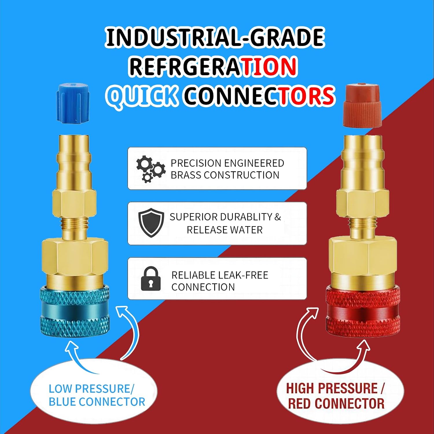 2 PCS R1234YF Quick Coupler, R1234yf to R134a Adapter,1234yf to 134a Adapter High Low Side Connector Conversion Kit for AC Charging R-1234yf Refrigerant Air Conditioning System Hose Fitting