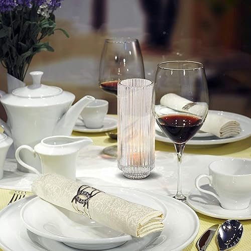 Miniatura 3 de Serene Spaces Living Soporte votivo delgado de vidrio acanalado transparente, centro de mesa decorativo para bodas, Navidad, Acción de Gracias, sala