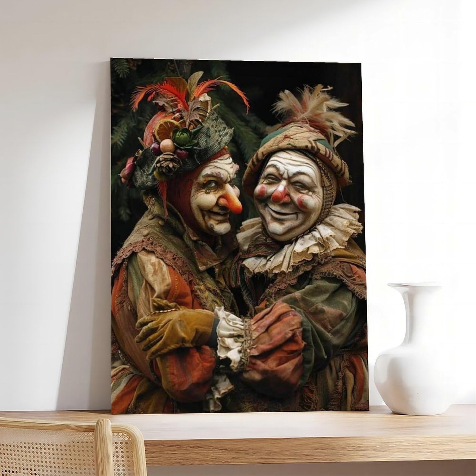 QGVBGF Elegante poster su tela con scena Commedia Dell'Arte, decorazione per camera da letto, ufficio, camera da letto, regalo, 60 x 90 cm