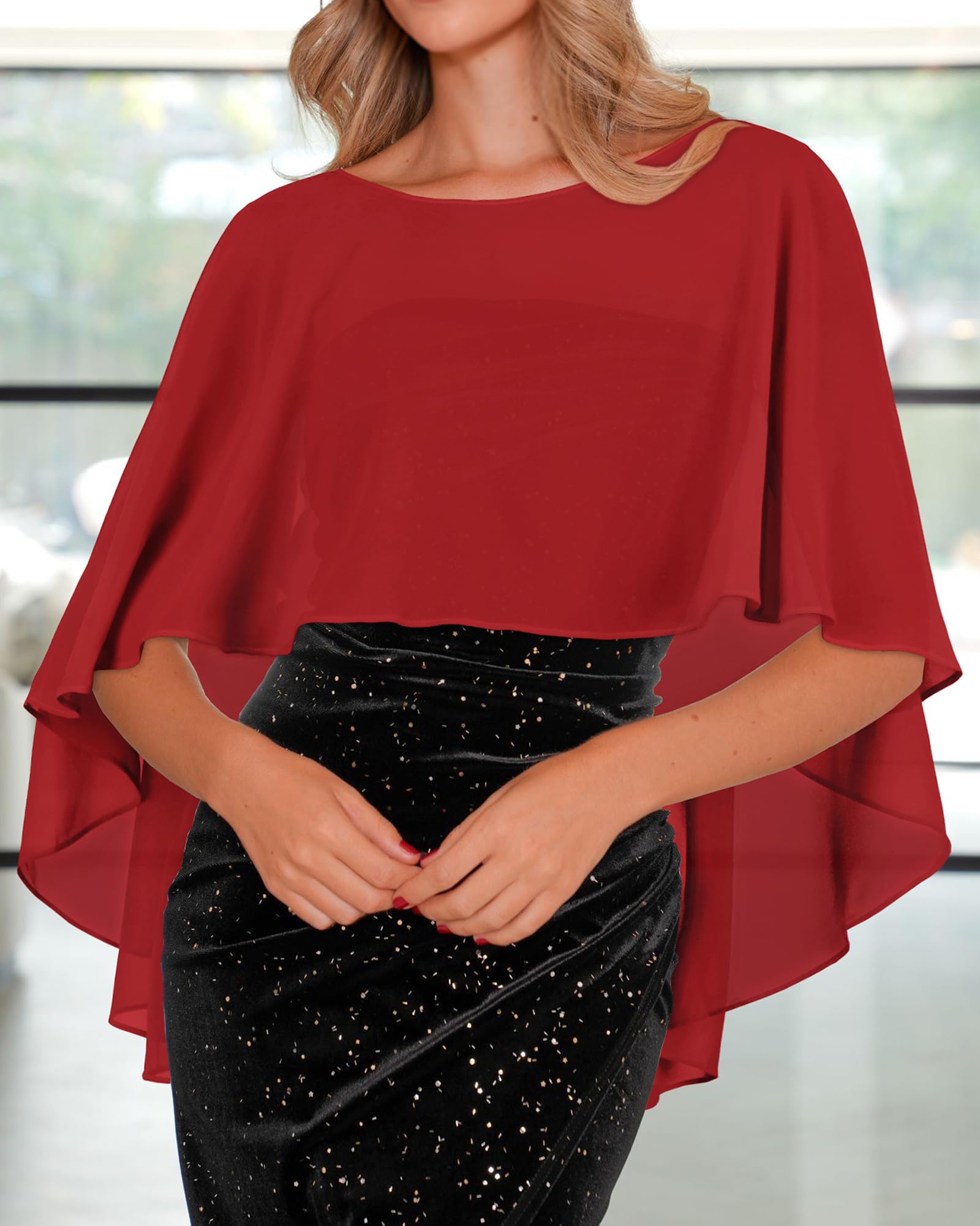 Damas Gasa Cape Bufandas para Vestidos de Novia Elegantes Capelets de Banquete